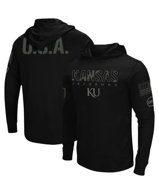 Men's Black Kansas Jayhawks Oht Military-Inspired Appreciation Hoodie Long Sleeve T-shirt