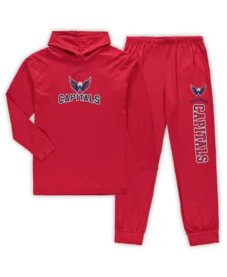 Men's Red Washington Capitals Big and Tall Pullover Hoodie Joggers Sleep Set