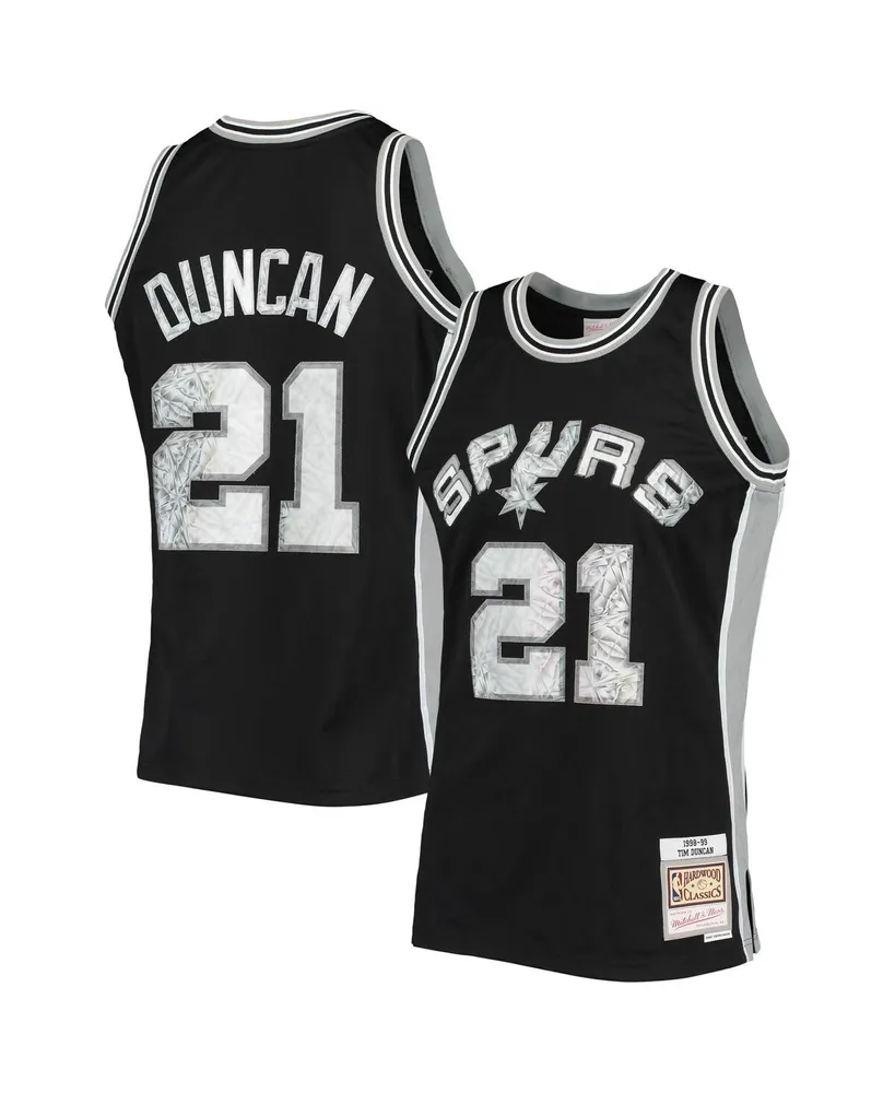 Men's Tim Duncan Black San Antonio Spurs 1998-99 Hardwood Classics 75th Anniversary Diamond Swingman Jersey