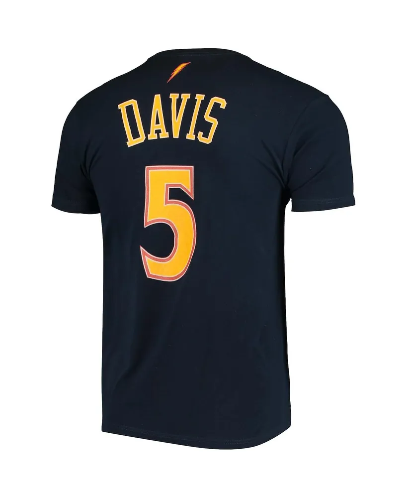 Men's Mitchell & Ness Baron Davis Navy Gold State Warriors Hardwood Classics Stitch Name and Number T-shirt