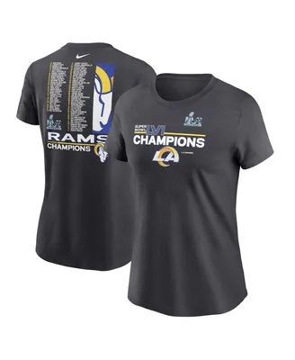 Women's Nike Anthracite Los Angeles Rams Super Bowl Lvi Champions Roster T-shirt
