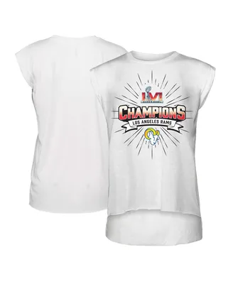 Women's Wear by Erin Andrews White Los Angeles Rams Super Bowl Lvi Champions Burst Muscle Sleeveless T-shirt