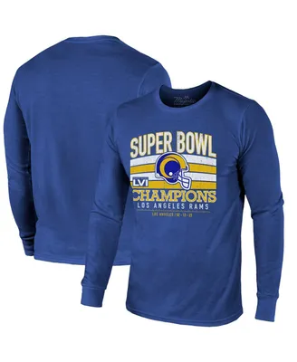 Men's Majestic Threads Royal Los Angeles Rams Super Bowl Lvi Champions Tri-Blend Long Sleeve T-shirt