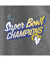 Women's Fanatics Heather Gray Los Angeles Rams Super Bowl Lvi Champions Paint Script Scoop Neck T-shirt