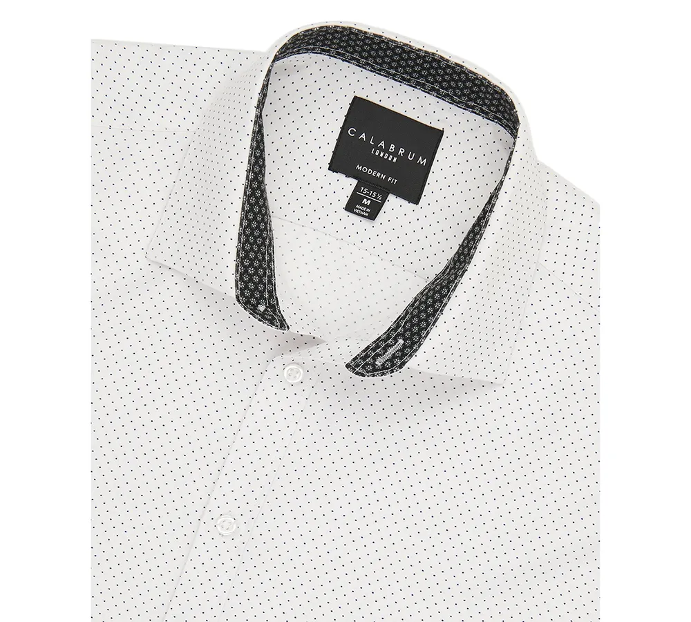 Men's Regular Fit Dot Print Wrinkle Free Performance Dress Shirt