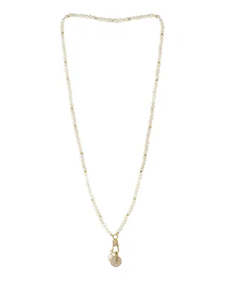 Ettika 18K Gold Plated Long Cultured Freshwater Pearl Beaded Necklace with Crystal Charms - Gold