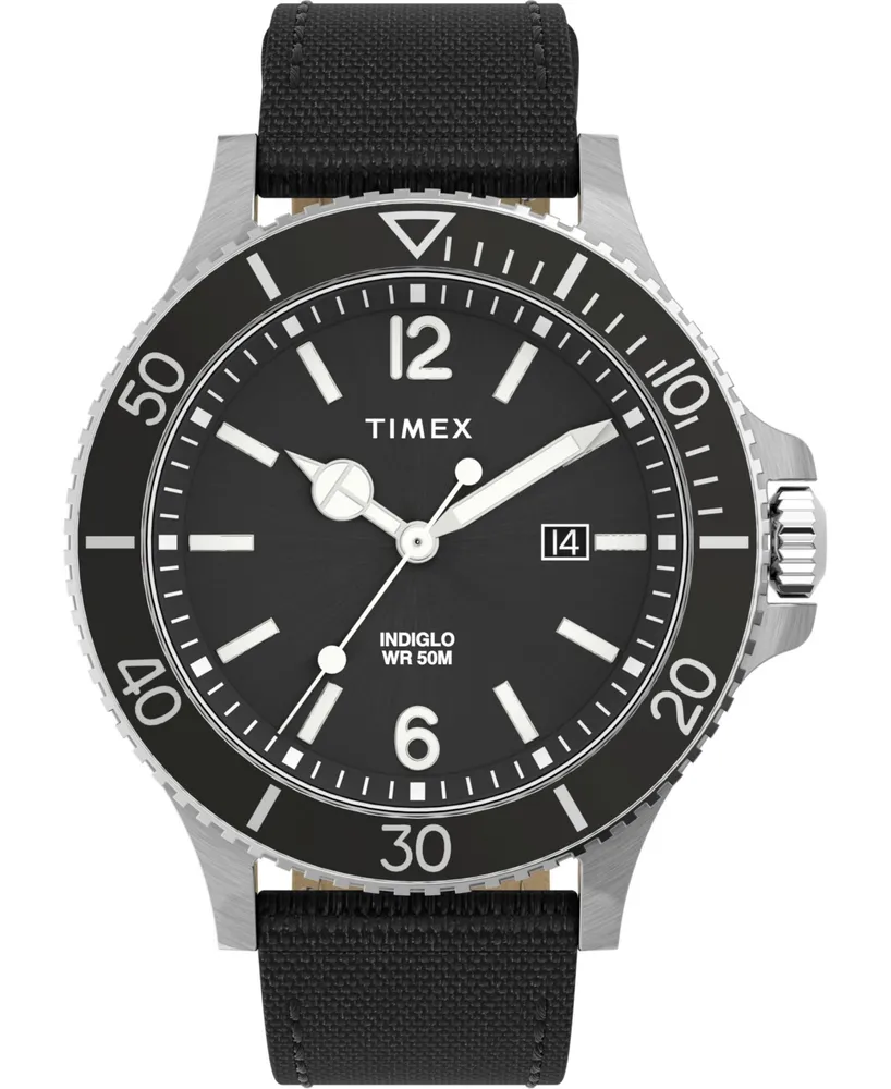 Timex Men's Harborside Black Fabric Watch 42mm