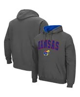 Men's Colosseum Charcoal Kansas Jayhawks Arch and Logo 3.0 Pullover Hoodie