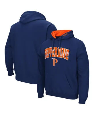 Men's Colosseum Navy Pepperdine Waves Arch and Logo Pullover Hoodie