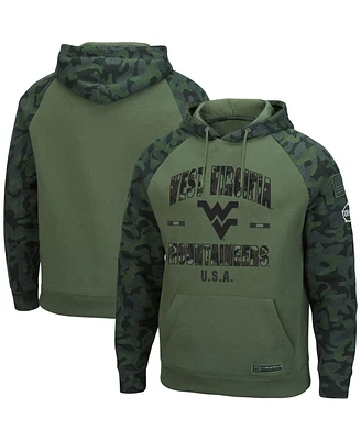 Men's Colosseum Olive, Camo West Virginia Mountaineers Oht Military-Inspired Appreciation Raglan Pullover Hoodie