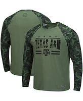 Men's Colosseum Olive, Camo Texas A&M Aggies Oht Military-Inspired Appreciation Raglan Long Sleeve T-shirt
