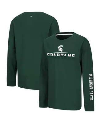 Big Boys Colosseum Green Michigan State Spartans Two-Hit Long Sleeve T-shirt