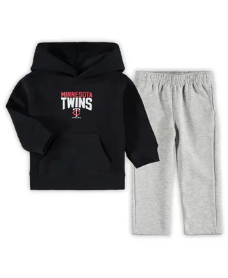 Infant Navy, Heathered Gray Minnesota Twins Fan Flare Fleece Hoodie and Pants Set