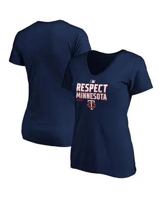 Women's Fanatics Navy Minnesota Twins 2020 Postseason Locker Room V-Neck T-shirt