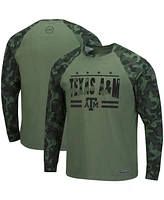 Men's Colosseum Olive, Camo Texas A&M Aggies Oht Military-Inspired Appreciation Raglan Long Sleeve T-shirt