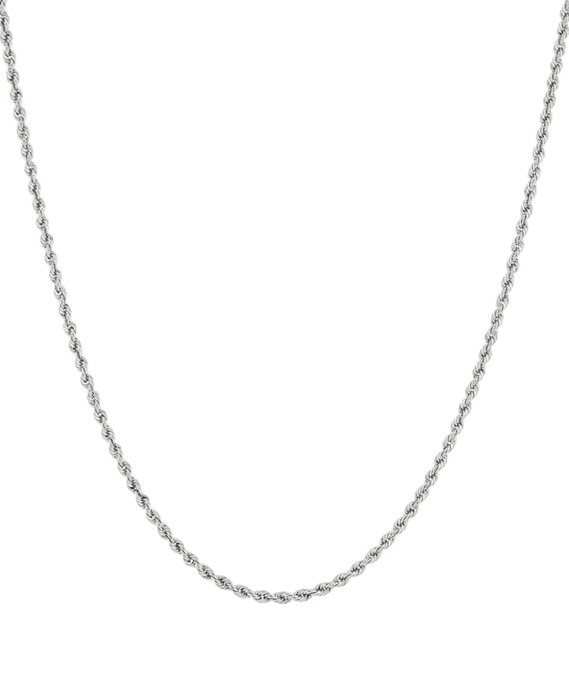 Glitter Rope Link 18" Chain Necklace (2mm) in 10k White Gold