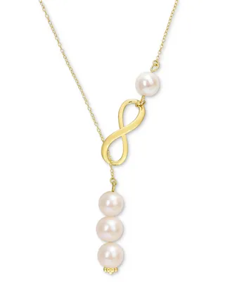 Cultured Freshwater Pearl (8-9mm) Infinity 18" Lariat Necklace in 18k Gold-Plated Sterling Silver