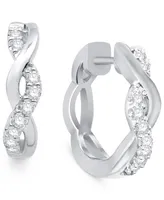 Diamond Twist Hoop Earrings (1/5 ct. t.w.) in 14k White Gold
