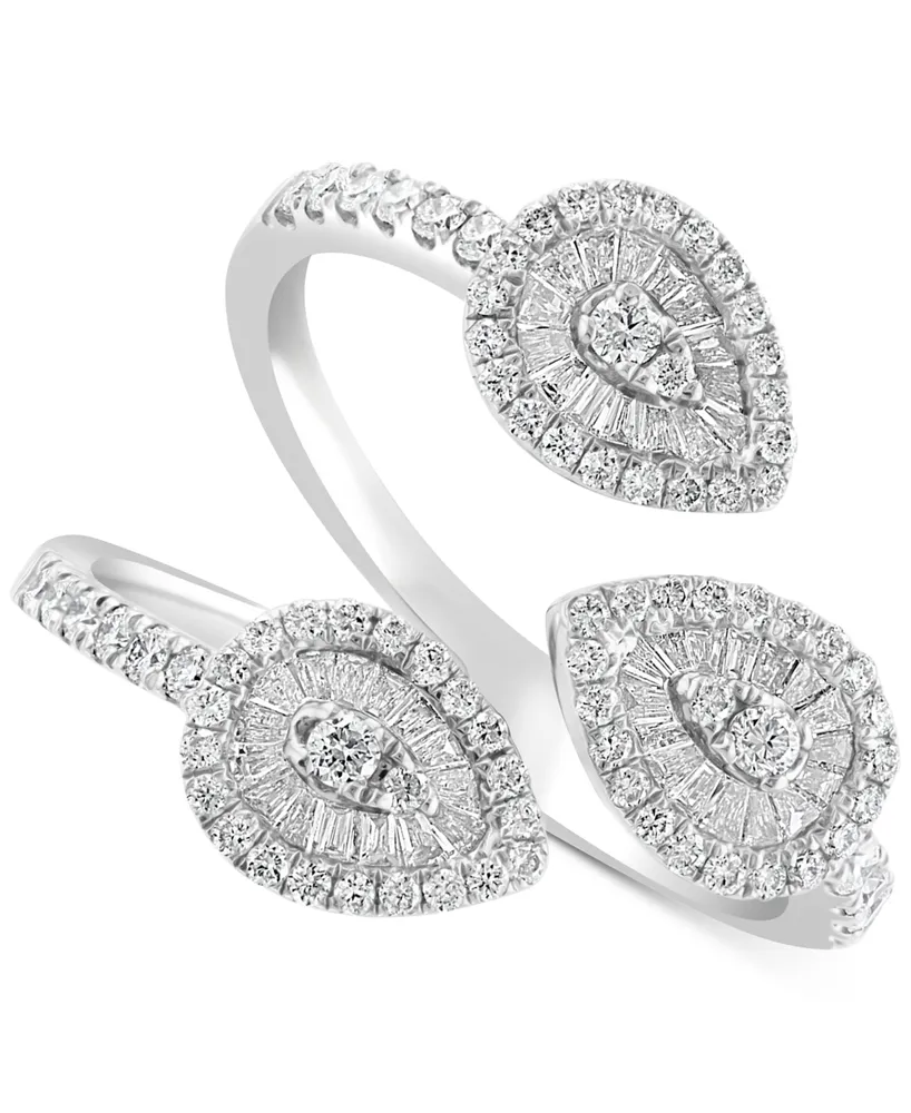 Effy Diamond Triple Baguette Cluster Statement Ring (5/8 ct. t.w.) in 14k White Gold