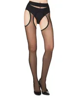 MeMoi Women's Lace Trim Sheer Sexy Suspender Pantyhose