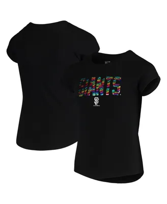 Big Girls New Era Black San Francisco Giants Flip Sequin T-shirt