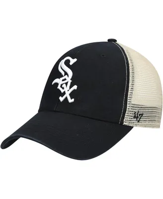Men's '47 Black, Natural Chicago White Sox Flagship Washed Mvp Trucker Snapback Hat