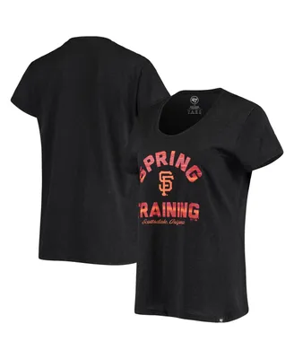 Women's '47 Brand Heathered Black San Francisco Giants Spring Training Arch Scoop Neck T-shirt