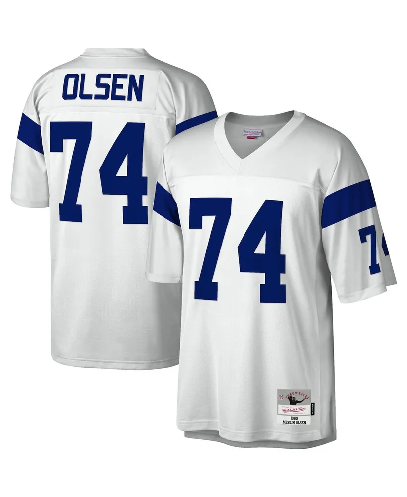 Men's Mitchell & Ness Merlin Olsen White Los Angeles Rams 1969 Legacy Replica Jersey