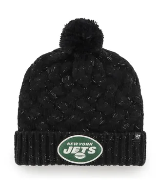 Women's '47 Black New York Jets Fiona Logo Cuffed Knit Hat with Pom