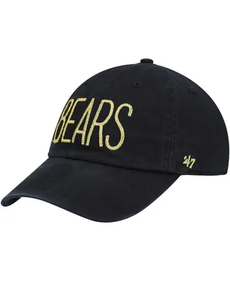 Women's '47 Black Chicago Bears Shimmer Text Clean Up Adjustable Hat