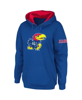 Women's Stadium Athletic Royal Kansas Jayhawks Big Logo Pullover Hoodie