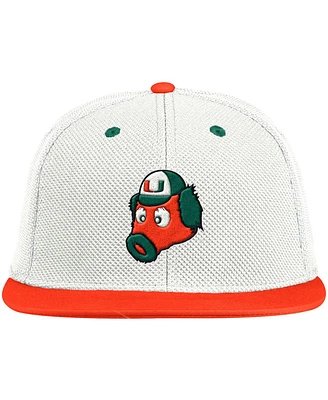 Men's adidas White, Orange Miami Hurricanes Maniac On-Field Baseball Fitted Hat
