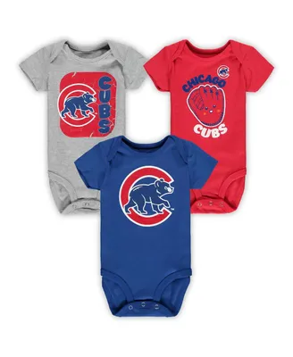 Infant Boys and Girls Royal, Red, Heathered Gray Chicago Cubs Change Up 3-Pack Bodysuit Set