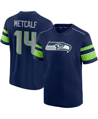 Men's Fanatics Dk Metcalf College Navy Seattle Seahawks Hashmark Name Number V-Neck T-shirt