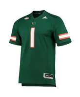 Men's adidas #1 Green Miami Hurricanes Team Premier Football Jersey