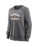 Women's Fanatics Heathered Charcoal Texas Longhorns French Terry Retro Raglan Pullover Sweatshirt