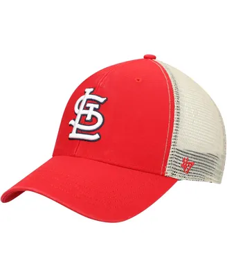 Men's '47 Red, Natural St. Louis Cardinals Flagship Washed Mvp Trucker Snapback Hat