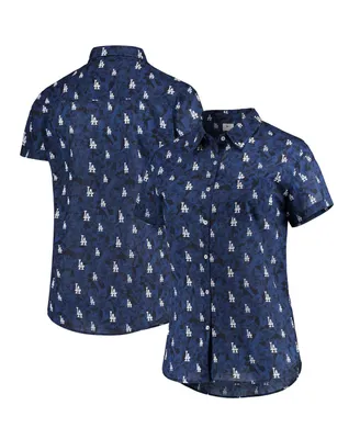 Women's Foco Royal Los Angeles Dodgers Floral Button Up Shirt