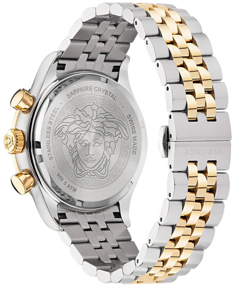 Versace Men's Swiss Chronograph Hellenyium Two Tone Bracelet Watch 44mm