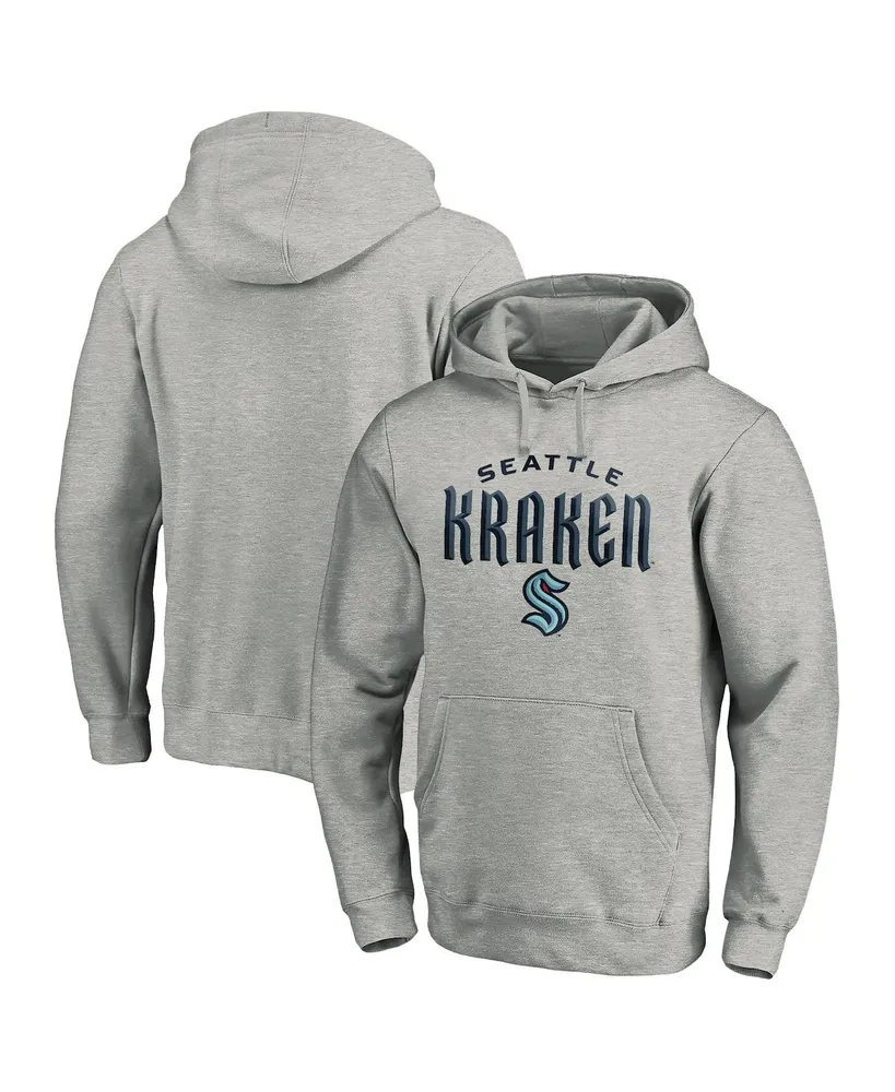 Men's Fanatics Heather Gray Seattle Kraken Team Lockup Pullover Hoodie