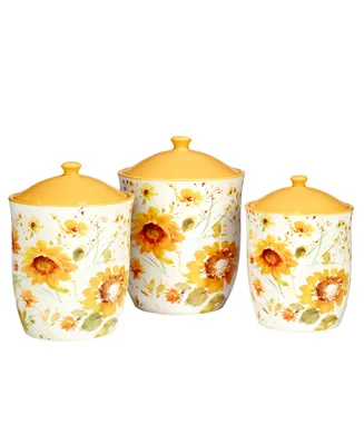 Certified International Sunflowers Forever Canister Set, 3 Piece