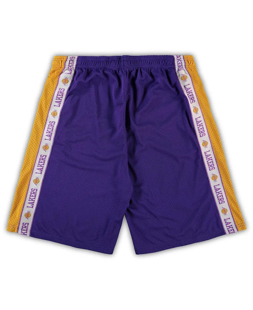 Men's Fanatics Purple and Gold Los Angeles Lakers Big Tall Tape Mesh Shorts