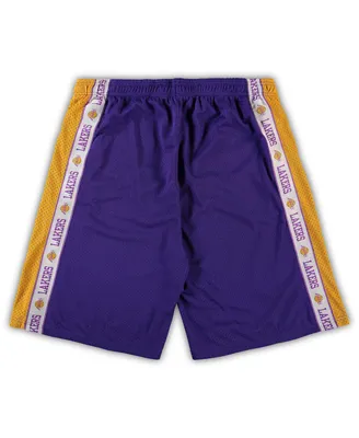 Men's Fanatics Purple and Gold Los Angeles Lakers Big Tall Tape Mesh Shorts