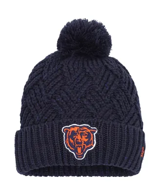 Big Girls New Era Navy Chicago Bears Brisk Cuffed Knit Hat with Pom