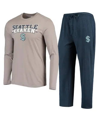 Men's Concepts Sport Gray, Deep Sea Blue Seattle Kraken Meter Long Sleeve T-shirt and Pants Set