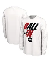 Men's Nike White Georgia Bulldogs Ball In Bench Long Sleeve T-shirt