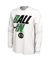 Men's Nike White Oregon Ducks Ball Bench Long Sleeve T-shirt