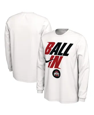 Men's Nike White Ohio State Buckeyes Ball In Bench Long Sleeve T-shirt