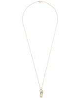 Wrapped Diamond Flip Flop Sandal Pendant Necklace (1/8 ct. t.w.) in 10k Gold, 16" + 2" extender, Created for Macy's