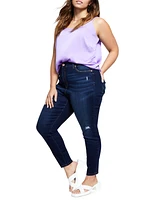 Celebrity Pink Trendy Plus High Rise Ripped Skinny Jean